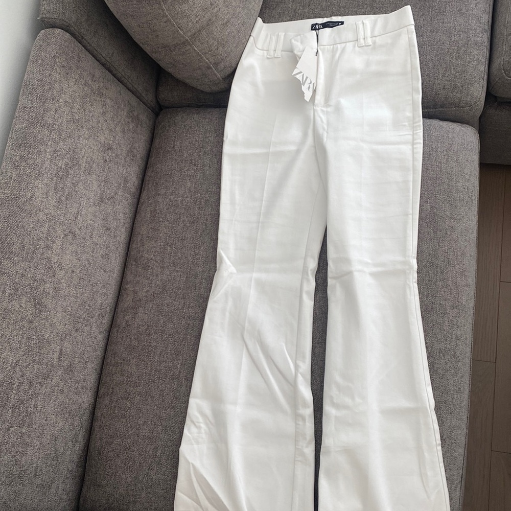 White Flare Work Pants